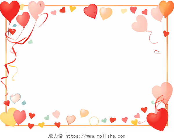 生日快乐卡通装饰小元素爱心气球礼物礼盒卡通边框背景 